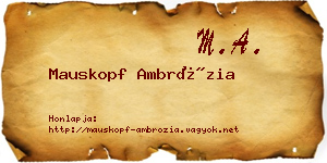 Mauskopf Ambrózia névjegykártya